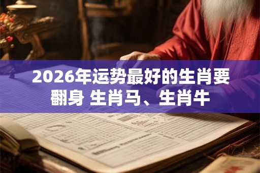 2026年运势最好的生肖要翻身 生肖马、生肖牛