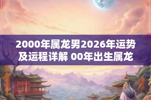 2000年属龙男2026年运势及运程详解 00年出生属龙人2026全年每月运势男性