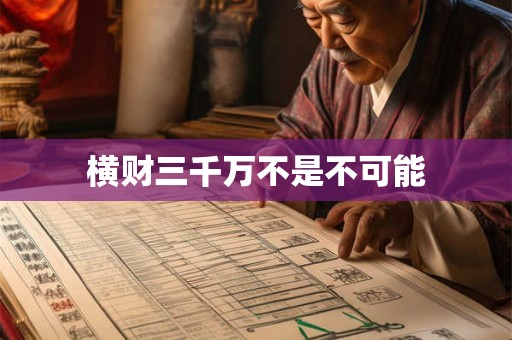 横财三千万不是不可能