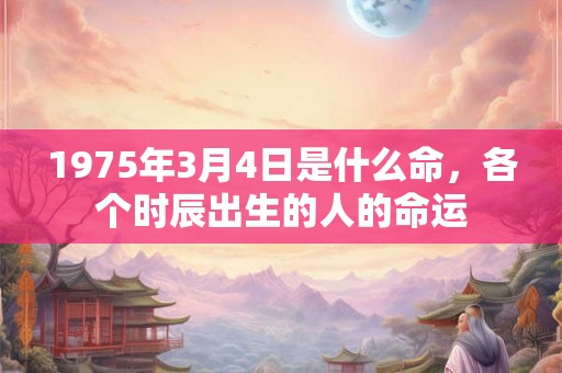 1975年3月4日是什么命，各个时辰出生的人的命运
