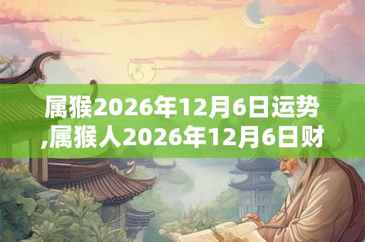属猴2026年12月6日运势,属猴人2026年12月6日财运,生肖猴2026年12月6日运势