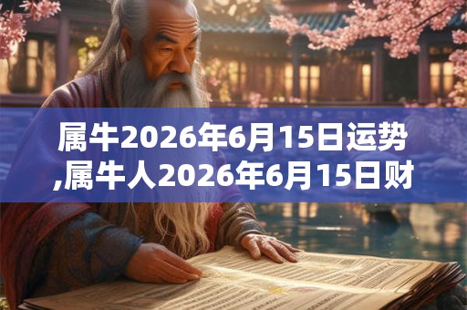 属牛2026年6月15日运势,属牛人2026年6月15日财运,生肖牛2026年6月15日运势