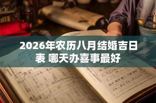 2026年农历八月结婚吉日表 哪天办喜事最好