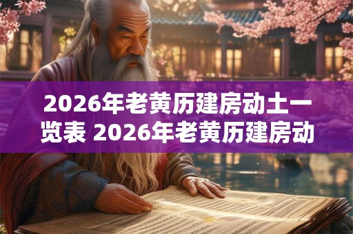 2026年老黄历建房动土一览表 2026年老黄历建房动土时间表