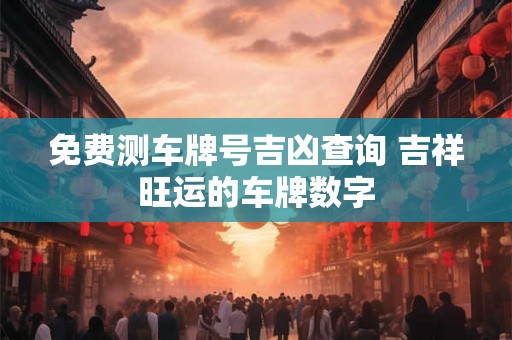免费测车牌号吉凶查询 吉祥旺运的车牌数字