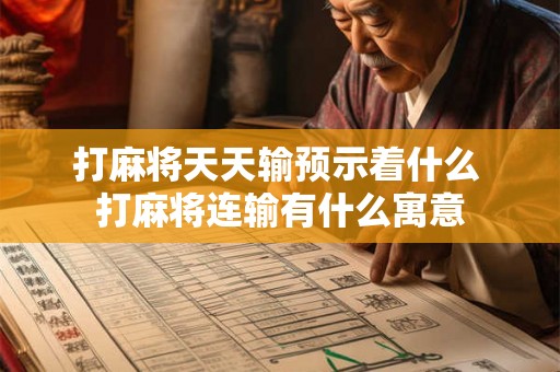 打麻将天天输预示着什么 打麻将连输有什么寓意