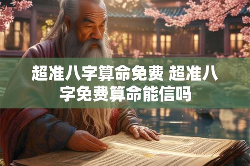 超准八字算命免费 超准八字免费算命能信吗