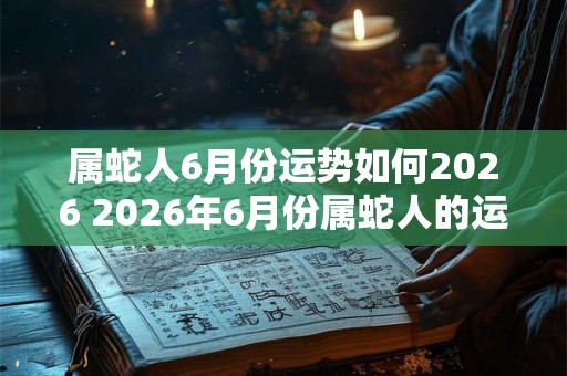 属蛇人6月份运势如何2026 2026年6月份属蛇人的运势如何呢