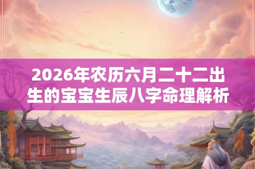 2026年农历六月二十二出生的宝宝生辰八字命理解析 2026年农历六月二十二出生的宝宝生辰八字命理解析