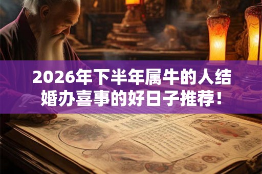 2026年下半年属牛的人结婚办喜事的好日子推荐！