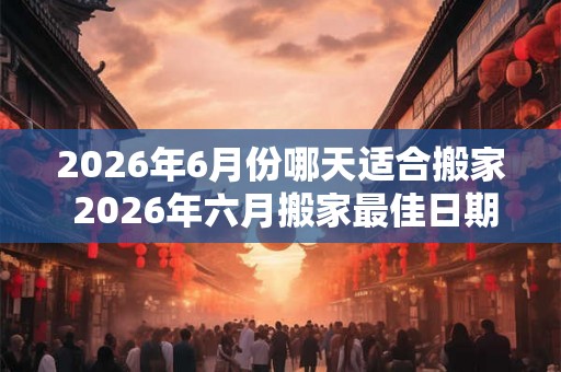 2026年6月份哪天适合搬家 2026年六月搬家最佳日期