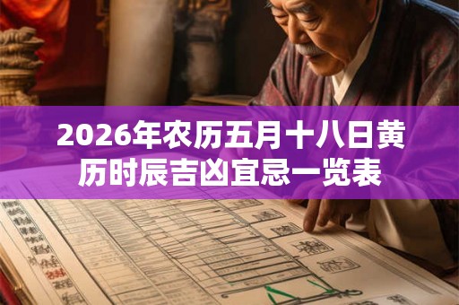 2026年农历五月十八日黄历时辰吉凶宜忌一览表 2026年农历五月十八日黄历时辰吉凶宜忌一览表