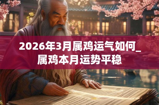2026年3月属鸡运气如何_属鸡本月运势平稳