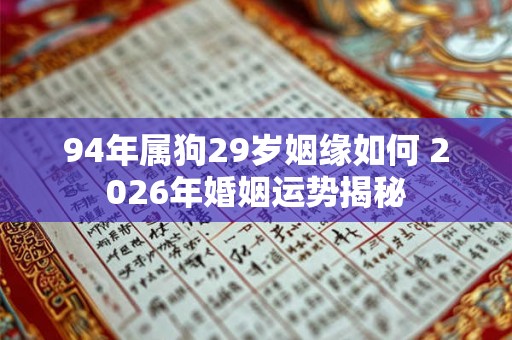 94年属狗29岁姻缘如何 2026年婚姻运势揭秘