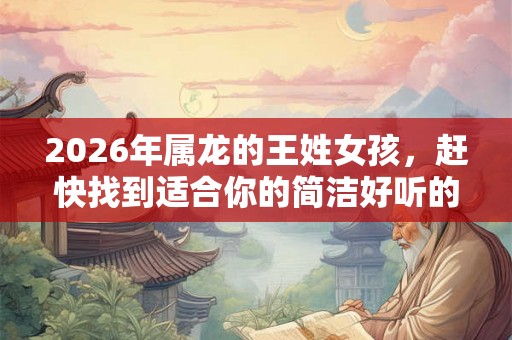 2026年属龙的王姓女孩,赶快找到适合你的简洁好听的名字! 2026年属龙的王姓女孩,赶快找到适合你的简洁好听的名字!