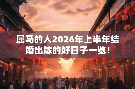 属马的人2026年上半年结婚出嫁的好日子一览！