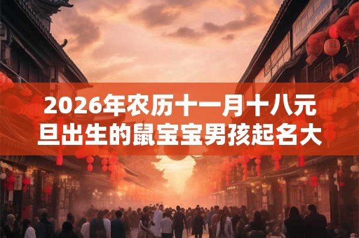 2026年农历十一月十八元旦出生的鼠宝宝男孩起名大全