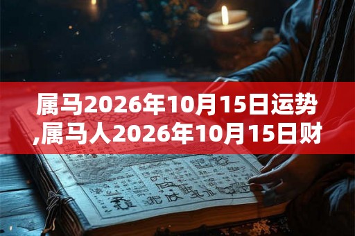 属马2026年10月15日运势,属马人2026年10月15日财运,生肖马2026年10月15日运势