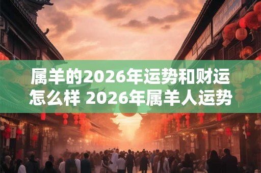 属羊的2026年运势和财运怎么样 2026年属羊人运势解析