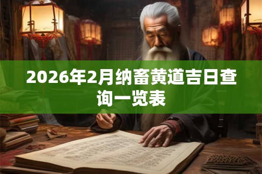 2026年2月纳畜黄道吉日查询一览表
