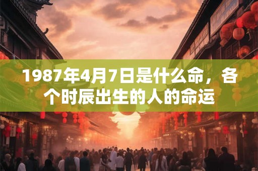 1987年4月7日是什么命，各个时辰出生的人的命运