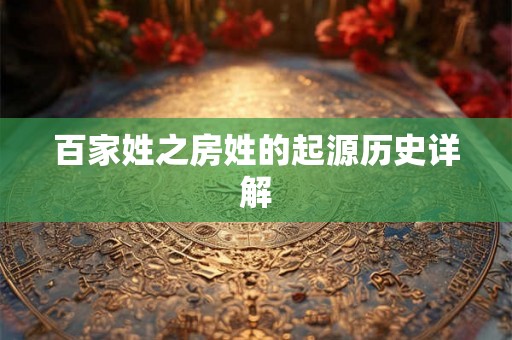 百家姓之房姓的起源历史详解