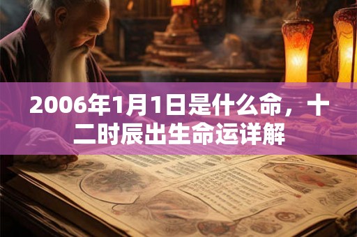 2006年1月1日是什么命，十二时辰出生命运详解