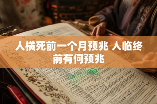 人横死前一个月预兆 人临终前有何预兆