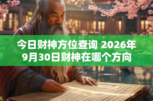 今日财神方位查询 2026年9月30日财神在哪个方向