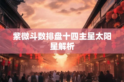 紫微斗数排盘十四主星太阳星解析