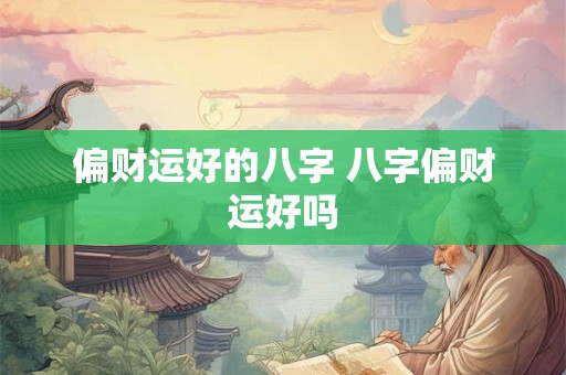 偏财运好的八字 八字偏财运好吗
