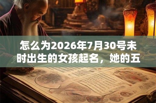 怎么为2026年7月30号未时出生的女孩起名，她的五行是什么？