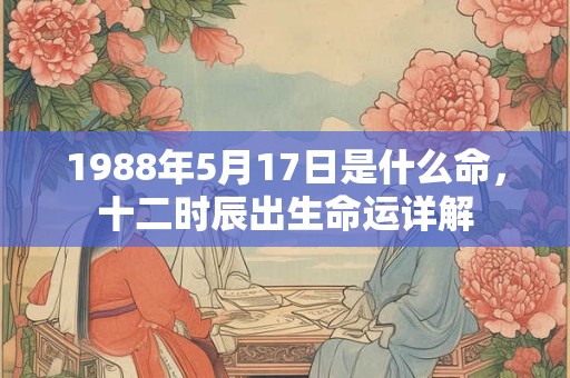 1988年5月17日是什么命，十二时辰出生命运详解