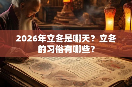 2026年立冬是哪天？立冬的习俗有哪些？