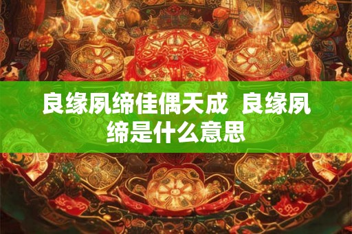 良缘夙缔佳偶天成  良缘夙缔是什么意思