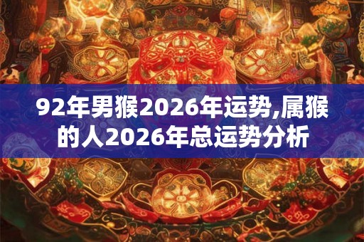 92年男猴2026年运势,属猴的人2026年总运势分析