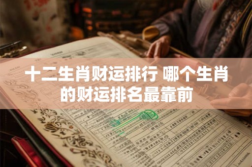 十二生肖财运排行 哪个生肖的财运排名最靠前