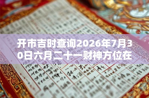 开市吉时查询2026年7月30日六月二十一财神方位在哪