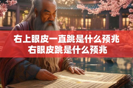 右上眼皮一直跳是什么预兆 右眼皮跳是什么预兆