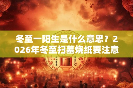 冬至一阳生是什么意思？2026年冬至扫墓烧纸要注意什么？