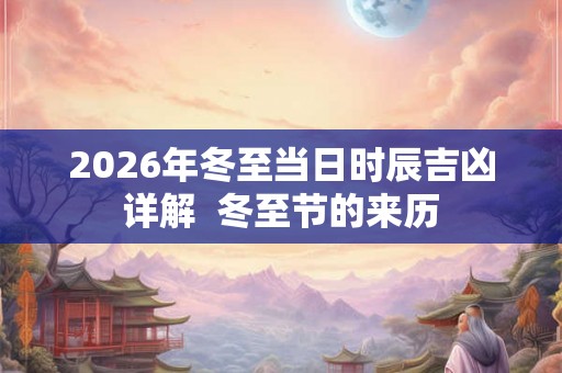 2026年冬至当日时辰吉凶详解  冬至节的来历