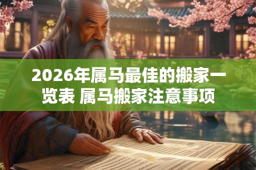 2026年属马最佳的搬家一览表 属马搬家注意事项