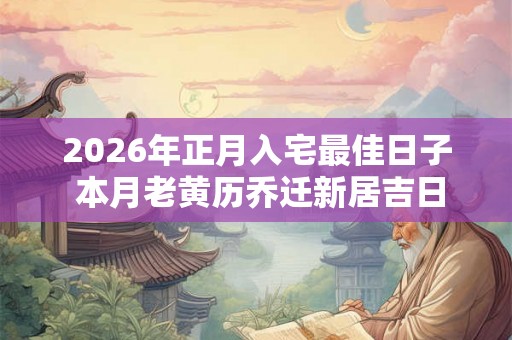 2026年正月入宅最佳日子 本月老黄历乔迁新居吉日