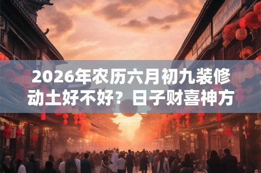 2026年农历六月初九装修动土好不好？日子财喜神方位？