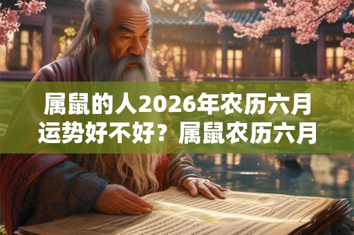 属鼠的人2026年农历六月运势好不好？属鼠农历六月出生好吗？