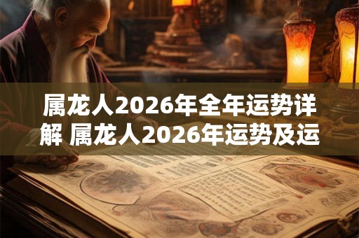 属龙人2026年全年运势详解 属龙人2026年运势及运程详解 属龙人2026年全年运势详解 属龙人2026年运势及运程详解
