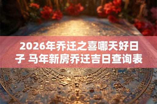 2026年乔迁之喜哪天好日子 马年新房乔迁吉日查询表