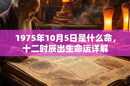 1975年10月5日是什么命，十二时辰出生命运详解