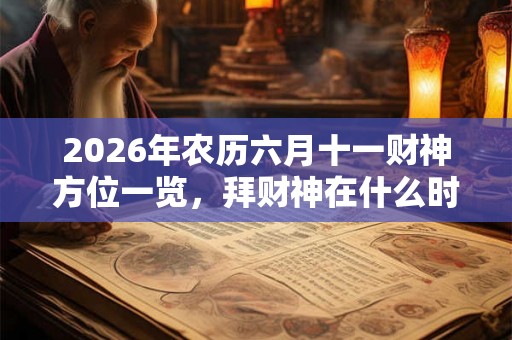 2026年农历六月十一财神方位一览,拜财神在什么时候? 2026年农历六月十一财神方位一览,拜财神在什么时候?