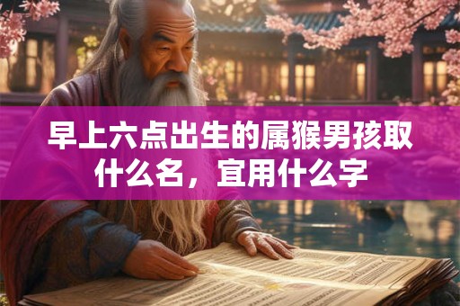 早上六点出生的属猴男孩取什么名，宜用什么字
